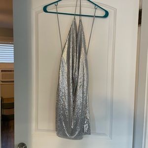 Express silver chainmail dress size XS